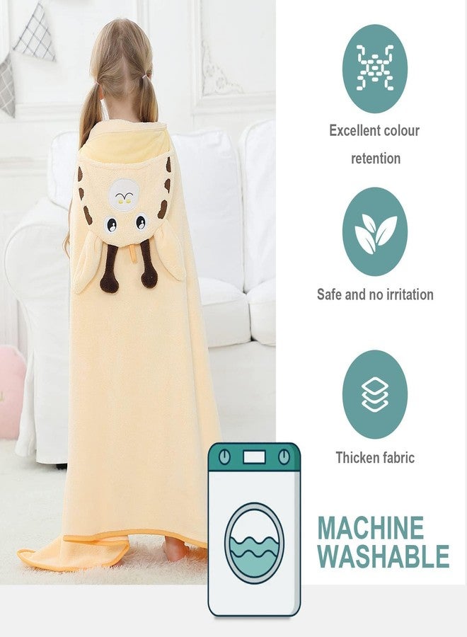 MICHLEY Cartoon Hooded Baby Towel Unisex, Premium Soft Swimming Bathrobe Large Washcloths 31.5" x 53" for 0-9T (Giraffe) - Image 4